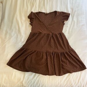 Brown Eyelet Lace Dress